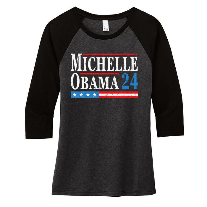 Political Democrat Michelle Obama 2024 Presidential Election Women's Tri-Blend 3/4-Sleeve Raglan Shirt