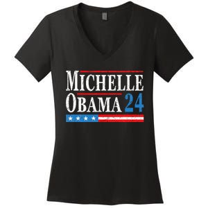 Political Democrat Michelle Obama 2024 Presidential Election Women's V-Neck T-Shirt