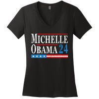 Political Democrat Michelle Obama 2024 Presidential Election Women's V-Neck T-Shirt