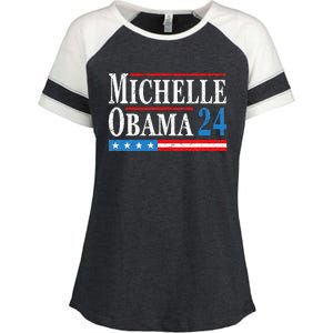 Political Democrat Michelle Obama 2024 Presidential Election Enza Ladies Jersey Colorblock Tee