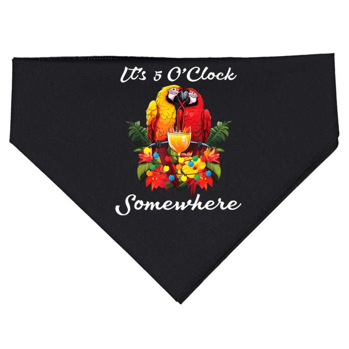 Parrots Drinking Margarita Its 5 Oclock Somewhere Funny USA-Made Doggie Bandana