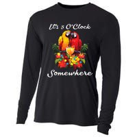 Parrots Drinking Margarita Its 5 Oclock Somewhere Funny Cooling Performance Long Sleeve Crew