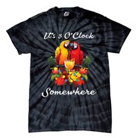 Parrots Drinking Margarita Its 5 Oclock Somewhere Funny Tie-Dye T-Shirt