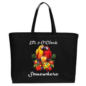 Parrots Drinking Margarita Its 5 Oclock Somewhere Funny Cotton Canvas Jumbo Tote