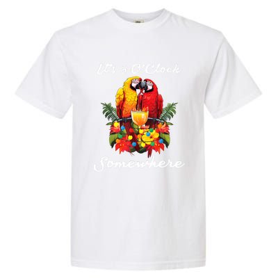 Parrots Drinking Margarita Its 5 Oclock Somewhere Funny Garment-Dyed Heavyweight T-Shirt