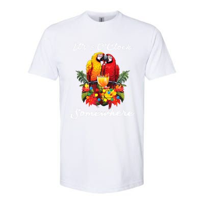 Parrots Drinking Margarita Its 5 Oclock Somewhere Funny Softstyle CVC T-Shirt