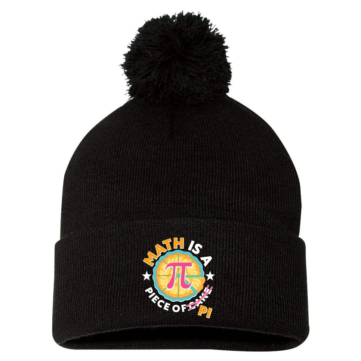 Pi Day Math Is A Piece Of Pi 3 14 Pie Slices Pom Pom 12in Knit Beanie
