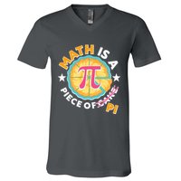 Pi Day Math Is A Piece Of Pi 3 14 Pie Slices V-Neck T-Shirt