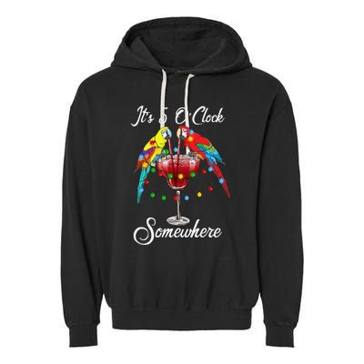 Parrots Drinking Margarita Its 5 Oclock Somewhere Garment-Dyed Fleece Hoodie