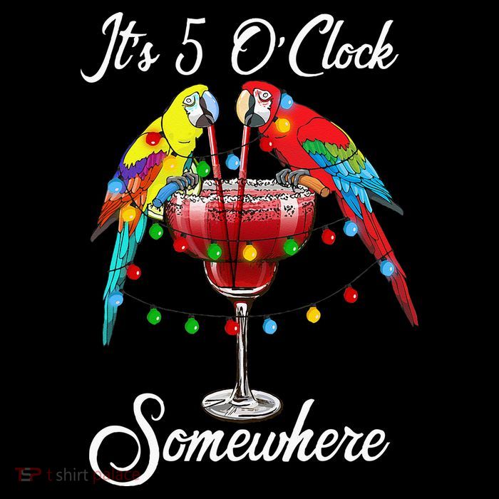 Parrots Drinking Margarita Its 5 Oclock Somewhere Drawstring Bag