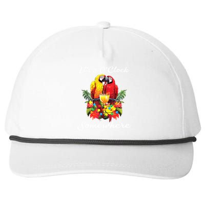 Parrots Drinking Margarita Its 5 Oclock Somewhere Funny Snapback Five-Panel Rope Hat