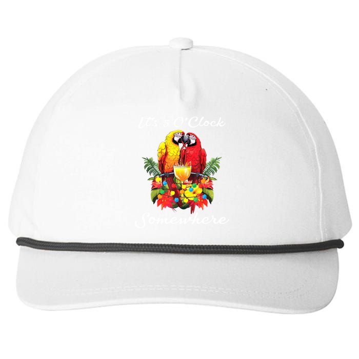 Parrots Drinking Margarita Its 5 Oclock Somewhere Funny Snapback Five-Panel Rope Hat