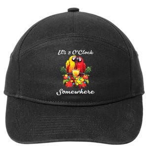 Parrots Drinking Margarita Its 5 Oclock Somewhere Funny 7-Panel Snapback Hat