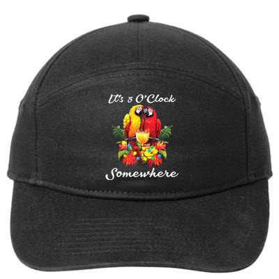 Parrots Drinking Margarita Its 5 Oclock Somewhere Funny 7-Panel Snapback Hat