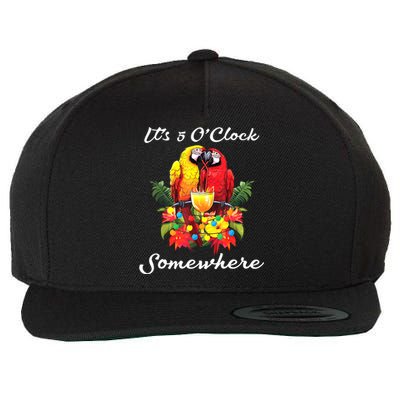 Parrots Drinking Margarita Its 5 Oclock Somewhere Funny Wool Snapback Cap