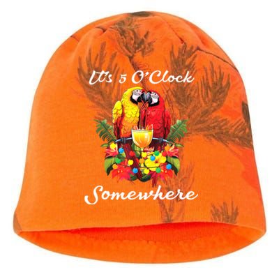 Parrots Drinking Margarita Its 5 Oclock Somewhere Funny Kati - Camo Knit Beanie