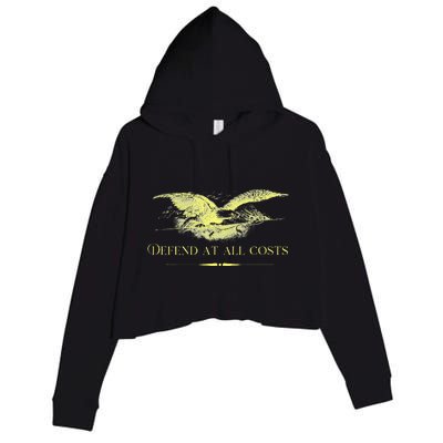 Patriotic Democracy Military Defend Eagle With Flag Crop Fleece Hoodie