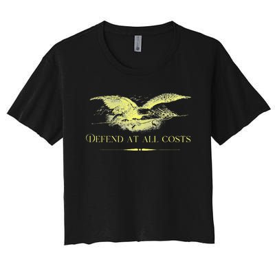 Patriotic Democracy Military Defend Eagle With Flag Women's Crop Top Tee