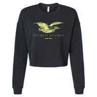 Patriotic Democracy Military Defend Eagle With Flag Cropped Pullover Crew