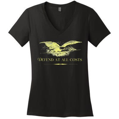 Patriotic Democracy Military Defend Eagle With Flag Women's V-Neck T-Shirt