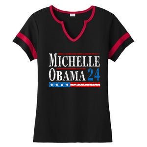 Political Democrat Michelle Obama 2024 Presidential Election Ladies Halftime Notch Neck Tee