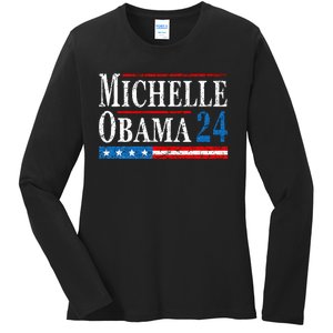 Political Democrat Michelle Obama 2024 Presidential Election Ladies Long Sleeve Shirt