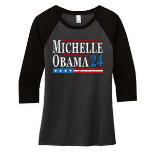 Political Democrat Michelle Obama 2024 Presidential Election Women's Tri-Blend 3/4-Sleeve Raglan Shirt