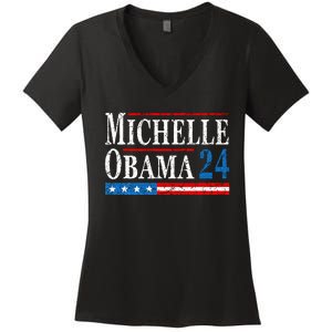 Political Democrat Michelle Obama 2024 Presidential Election Women's V-Neck T-Shirt