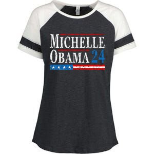 Political Democrat Michelle Obama 2024 Presidential Election Enza Ladies Jersey Colorblock Tee