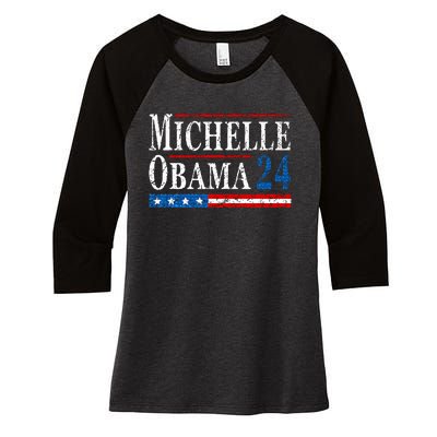 Political Democrat Michelle Obama 2024 Presidential Election Women's Tri-Blend 3/4-Sleeve Raglan Shirt