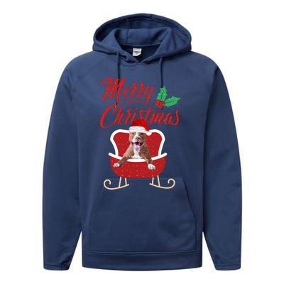 Pitbull Dog Merry Christmas Design For The Holiday Season! Performance Fleece Hoodie