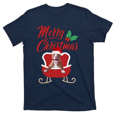 Pitbull Dog Merry Christmas Design For The Holiday Season! T-Shirt