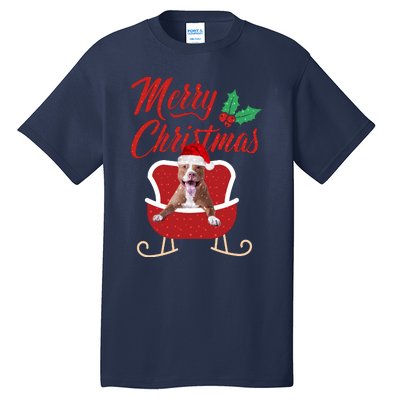 Pitbull Dog Merry Christmas Design For The Holiday Season! Tall T-Shirt