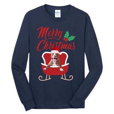 Pitbull Dog Merry Christmas Design For The Holiday Season! Tall Long Sleeve T-Shirt