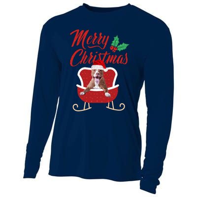 Pitbull Dog Merry Christmas Design For The Holiday Season! Cooling Performance Long Sleeve Crew