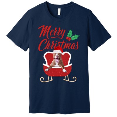 Pitbull Dog Merry Christmas Design For The Holiday Season! Premium T-Shirt