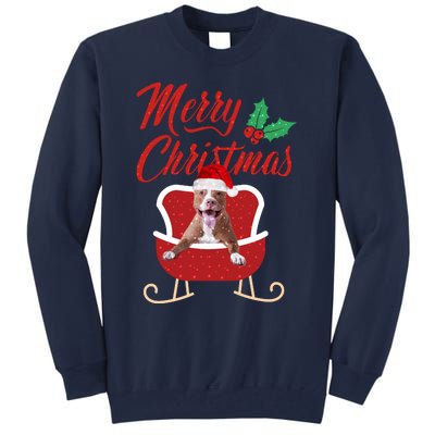 Pitbull Dog Merry Christmas Design For The Holiday Season! Tall Sweatshirt