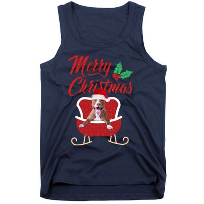 Pitbull Dog Merry Christmas Design For The Holiday Season! Tank Top