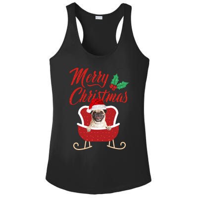 Pug Dog Merry Christmas Design For The Holiday Season! Ladies PosiCharge Competitor Racerback Tank