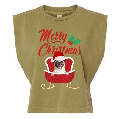 Pug Dog Merry Christmas Design For The Holiday Season! Garment-Dyed Women's Muscle Tee