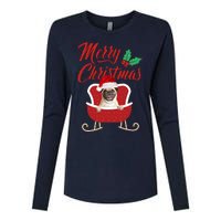 Pug Dog Merry Christmas Design For The Holiday Season! Womens Cotton Relaxed Long Sleeve T-Shirt