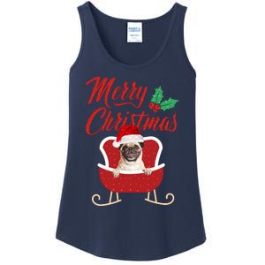 Pug Dog Merry Christmas Design For The Holiday Season! Ladies Essential Tank