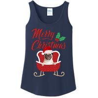 Pug Dog Merry Christmas Design For The Holiday Season! Ladies Essential Tank