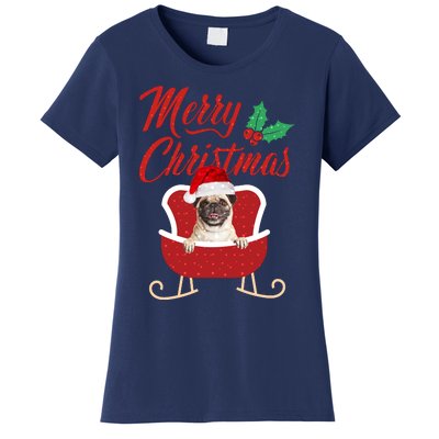 Pug Dog Merry Christmas Design For The Holiday Season! Women's T-Shirt