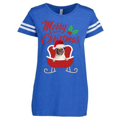 Pug Dog Merry Christmas Design For The Holiday Season! Enza Ladies Jersey Football T-Shirt