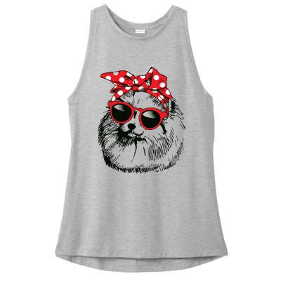 Pomeranian Dog Mom Bandana Sunglasses Mothers Day Ladies PosiCharge Tri-Blend Wicking Tank