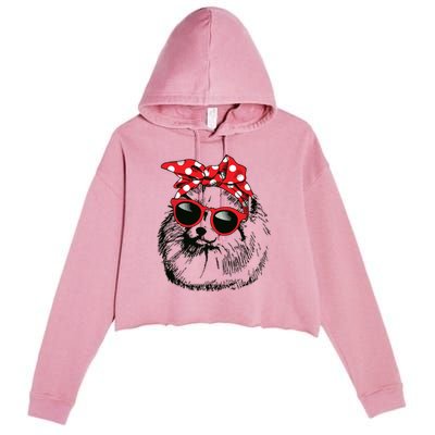 Pomeranian Dog Mom Bandana Sunglasses Mothers Day Crop Fleece Hoodie