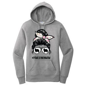 Pomeranian Dog Mom Messy Bun Hair Glasses Pom Mom Dog Women's Pullover Hoodie