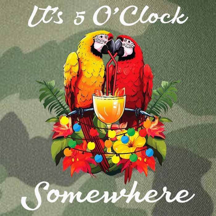 Parrots Drinking Margarita Its 5 Oclock Somewhere Funny Legacy Tie Dye Trucker Hat