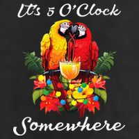 Parrots Drinking Margarita Its 5 Oclock Somewhere Funny Garment-Dyed Fleece Hoodie